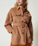 Camel Brown Belted Wool-Blend Jacket