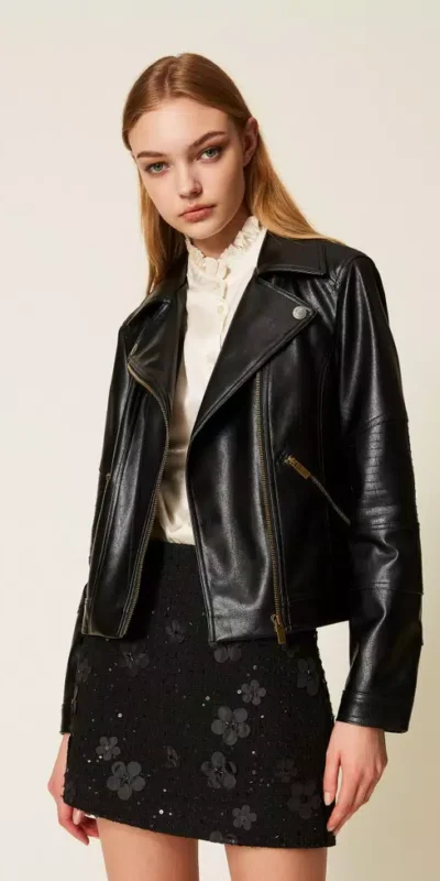 Black Faux Leather Biker Jacket
