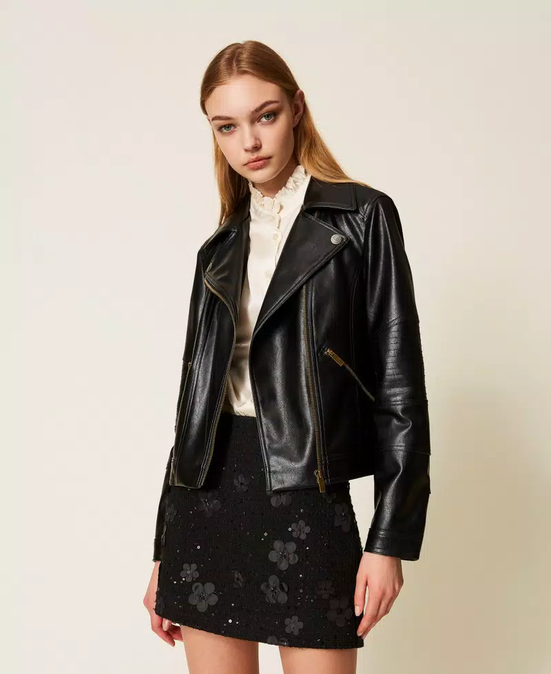 Black Faux Leather Biker Jacket