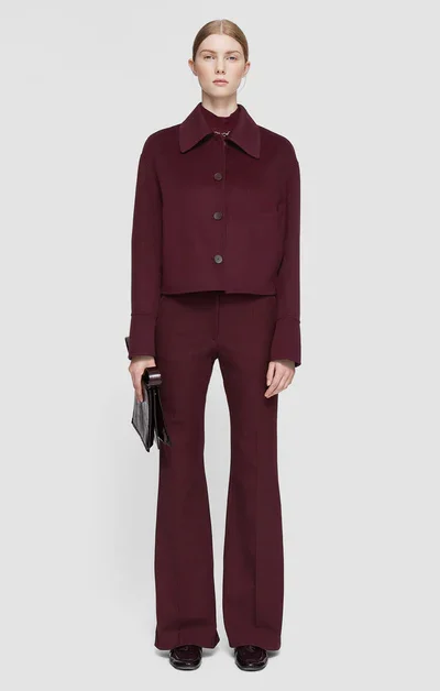 Burgundy Cropped Collared Jacket