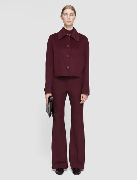 Burgundy Cropped Collared Jacket