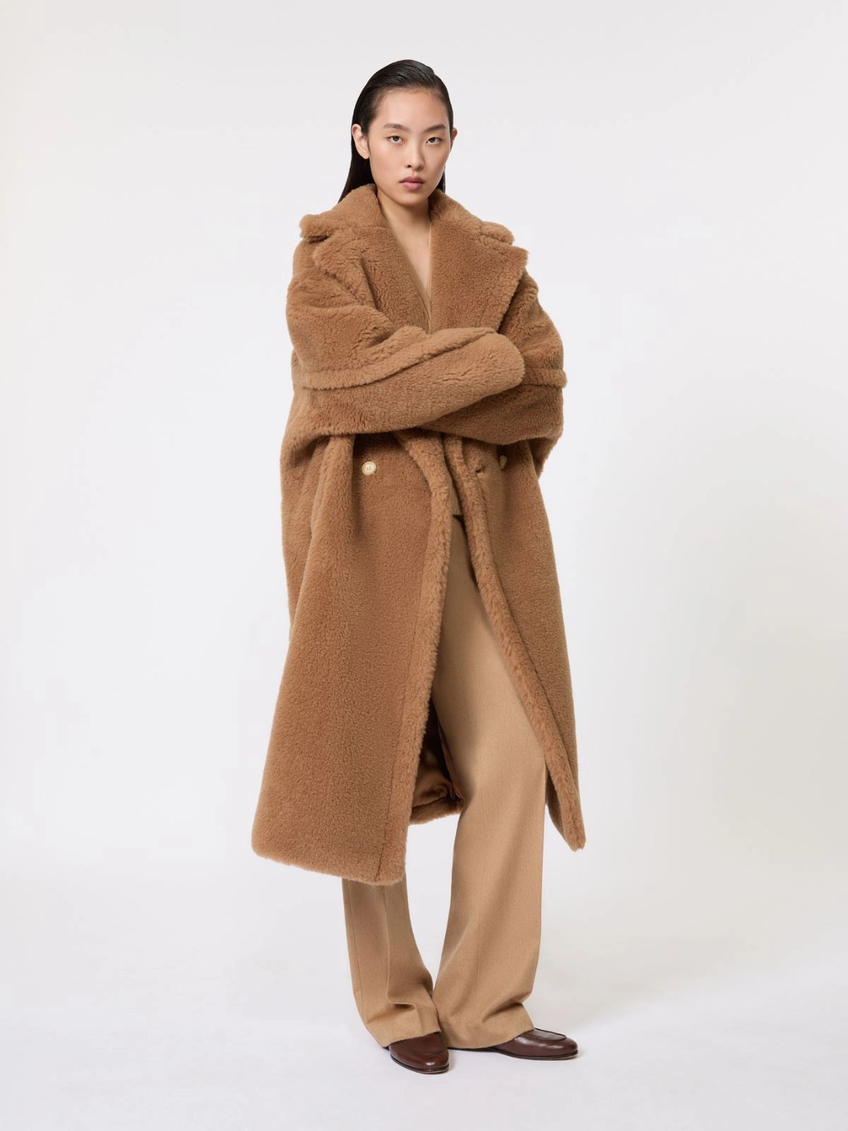 Teddy Fleece Double-Breasted Belted Coat