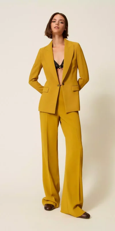 Mustard Yellow Tailored Two-Button Blazer