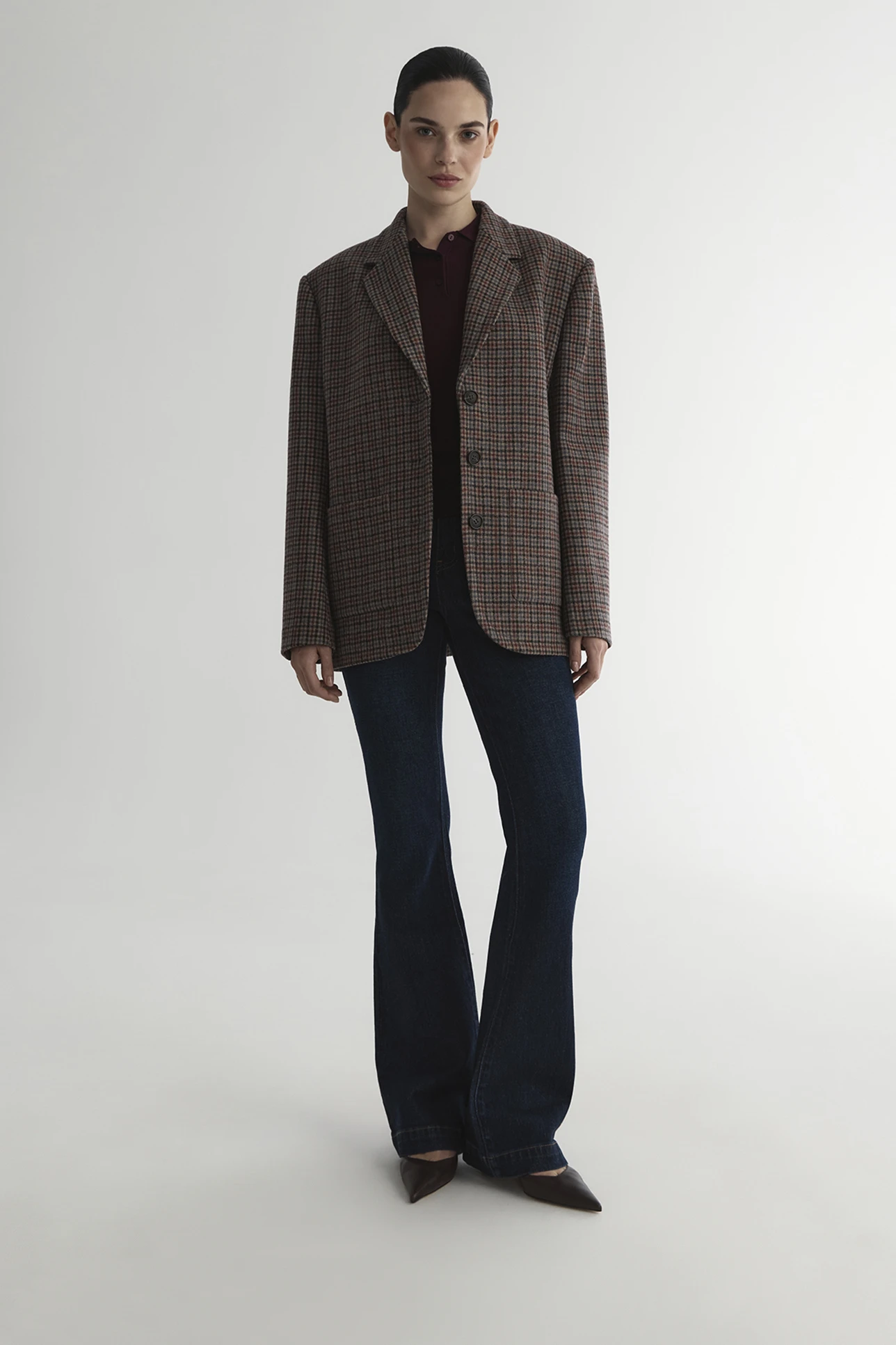 Vintage Plaid Relaxed-Fit Blazer