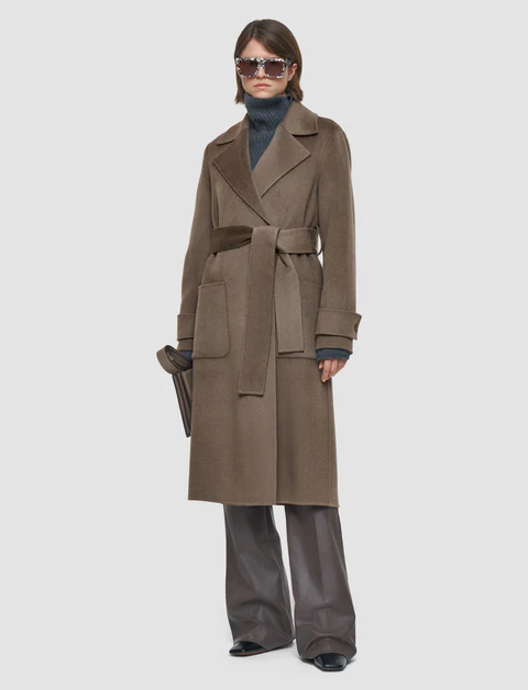 Mushroom Brown Belted Long Coat - Image 2