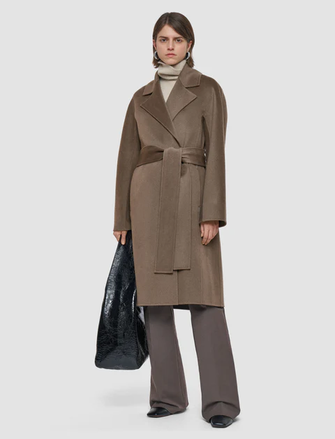 Mushroom Brown Belted Long Coat