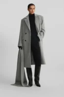 Grey Double-Breasted Long Wool Coat