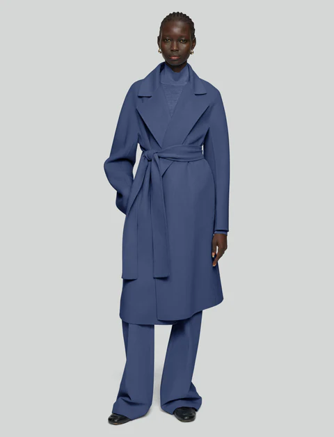 Blue Belted Double-Faced Cashmere Coat - Image 2