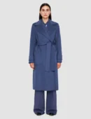 Blue Belted Double-Faced Cashmere Coat