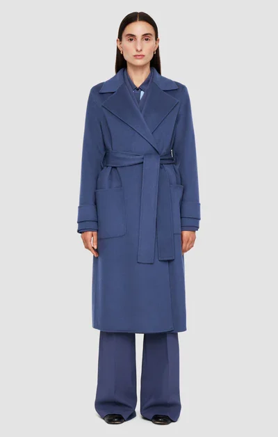 Blue Belted Double-Faced Cashmere Coat
