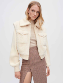 Teddy Fleece-Panel Knit Jacket